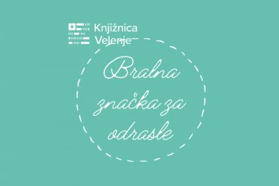 Bralna značka za odrasle, logotip krog v sredini napis zelene barve